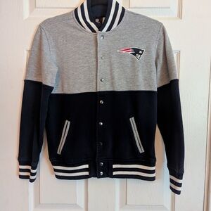 Boys Gray and Black Patriots Varsity Jacket
